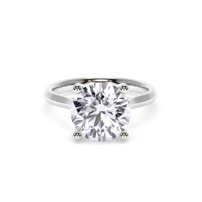 Inel de Logodna Classic Aur Alb 18 KT Round Cut LGD 4.00 CT