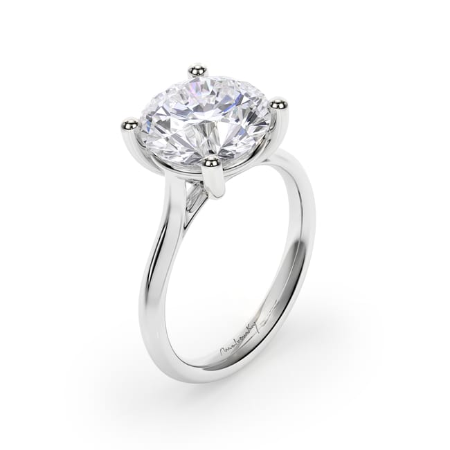 Inel de Logodna Classic Aur Alb 18 KT Round Cut LGD 4.00 CT
