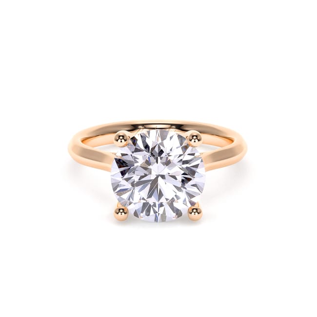 Inel de Logodna Classic Aur Roz 18 KT Round Cut LGD 4.00 CT