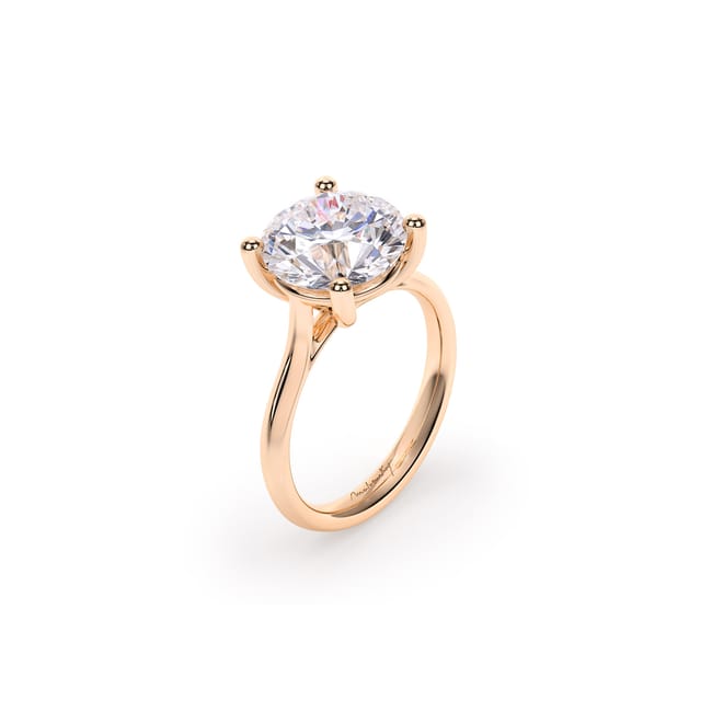 18 KT Rose Gold Classic Engagement Ring Round Cut LGD 4.00 CT