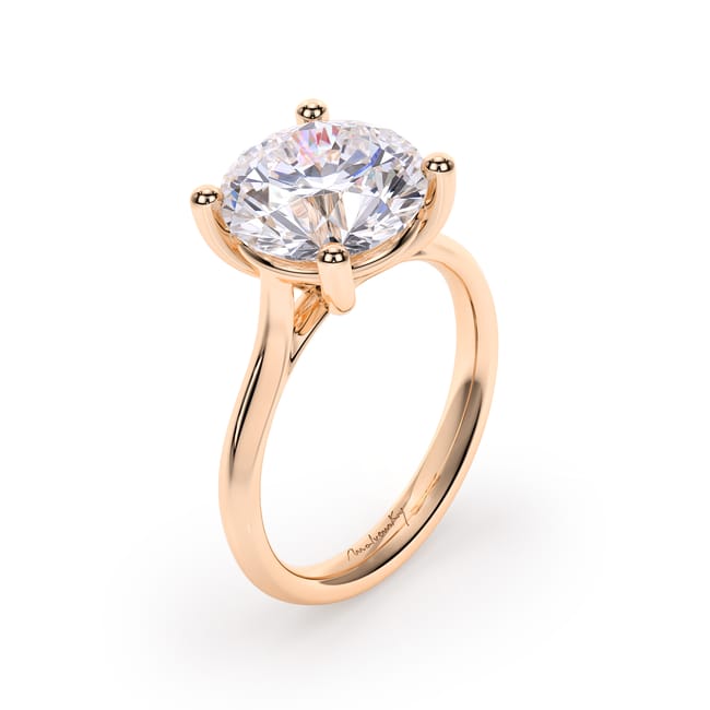 Inel de Logodna Classic Aur Roz 18 KT Round Cut LGD 4.00 CT