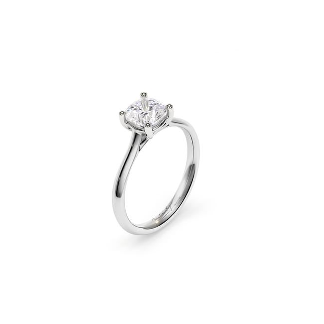 18 KT White Gold Classic Engagement Ring Cushion Cut LGD 1.00 CT