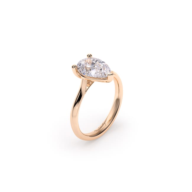 18 KT Rose Gold Classic Engagement Ring Pear Cut LGD 2.00 CT