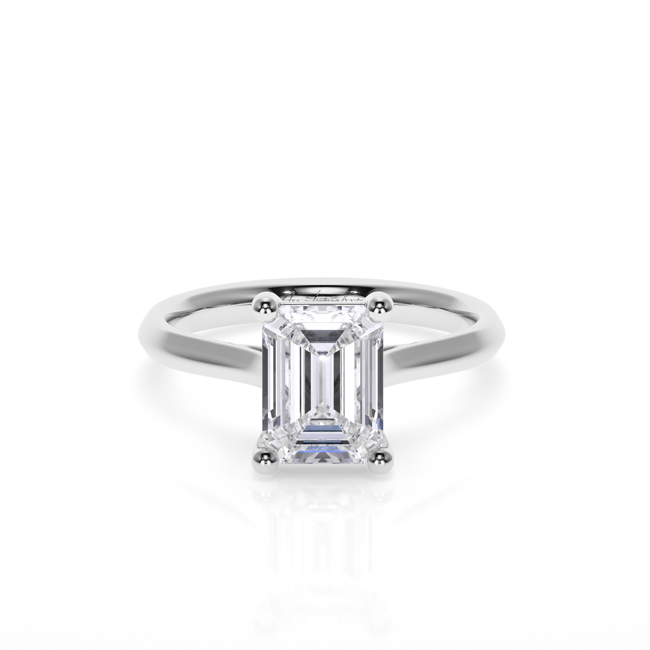 Inel de Logodna Classic Aur Alb 18 KT Emerald Cut LGD 2.00 CT