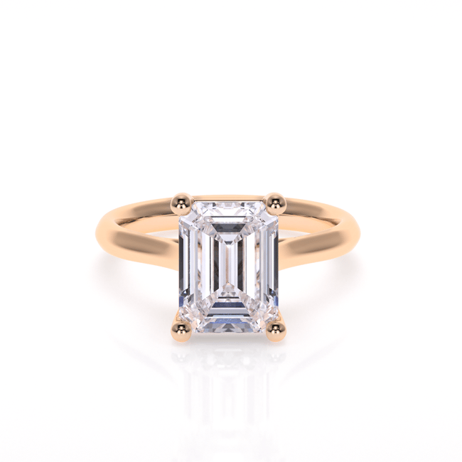 Inel de Logodna Classic Aur Roz 18 KT Emerald Cut LGD 3.00 CT