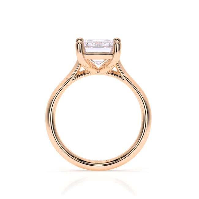 Inel de Logodna Classic Aur Roz 18 KT Emerald Cut LGD 3.00 CT