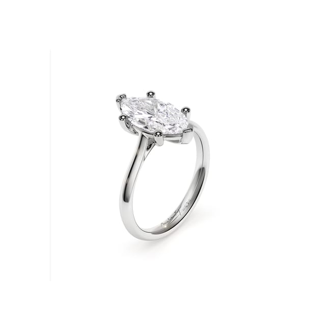 18 KT White Gold Classic Engagement Ring Marquise Cut LGD 2.00 CT