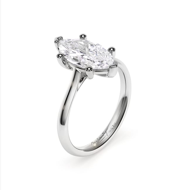 Inel de Logodna Classic Aur Alb 18 KT Marquise Cut LGD 2.00 CT