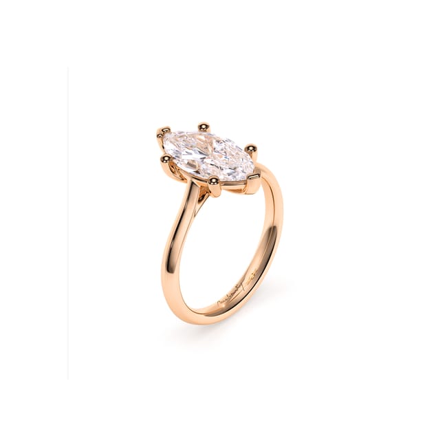 18 KT Rose Gold Classic Engagement Ring Marquise Cut LGD 2.00 CT