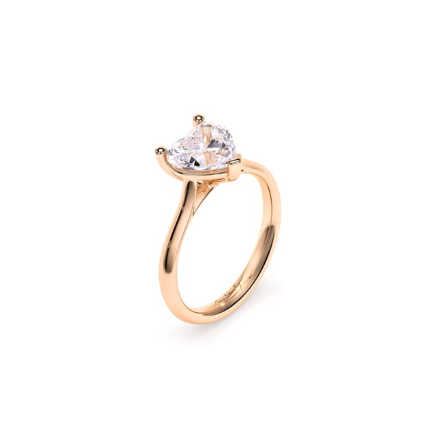 18 KT Rose Gold Classic Engagement Ring Heart Cut LGD 2.00 CT