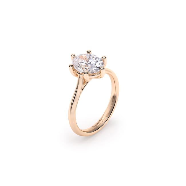 18 KT Rose Gold Classic Engagement Ring Oval Cut LGD 2.00 CT