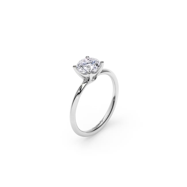 18 KT White Gold Iconic M Engagement Ring Round Cut LGD 1.00 CT