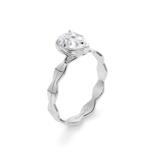 Inel de logodna Infinity Aur Alb 14 KT Pear Cut 1.00 CT LGD