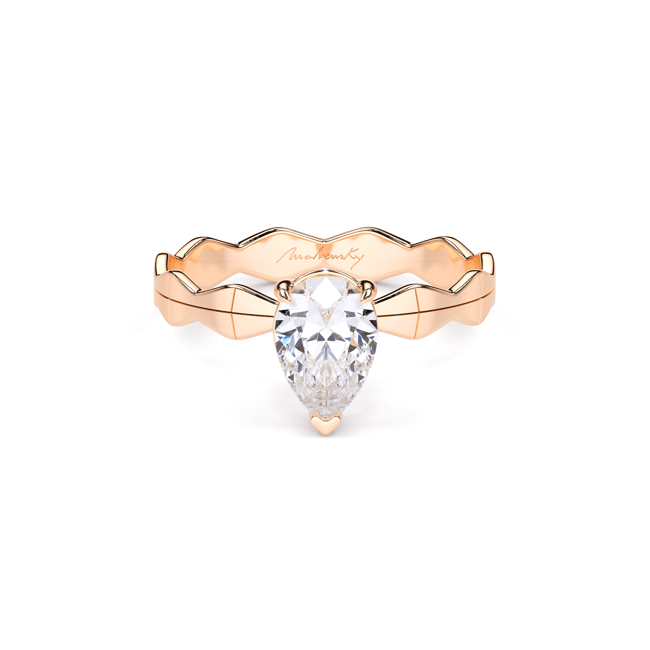 Inel de logodna Infinity Aur Roz 14 KT Pear Cut 1.00 CT LGD
