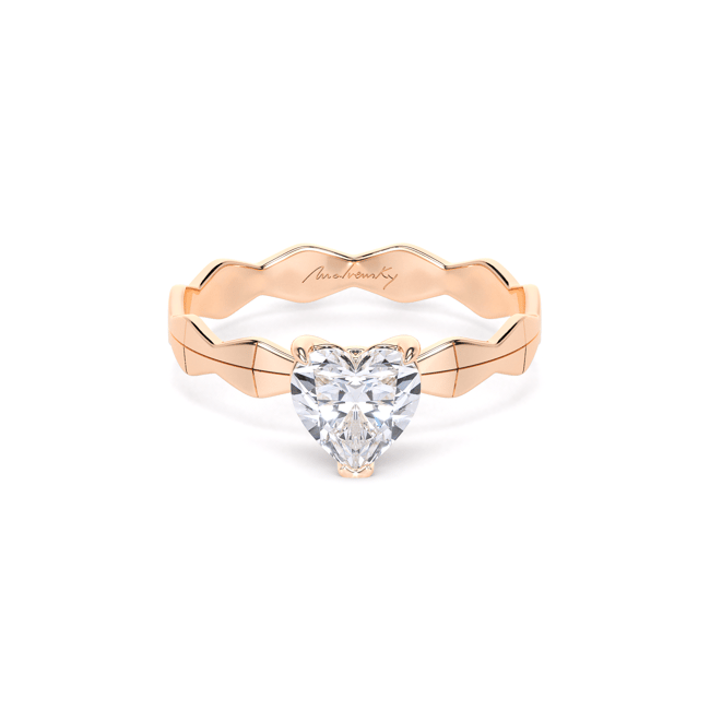 Inel de logodna Infinity Aur Roz 14 KT Heart Cut 1.00 CT LGD