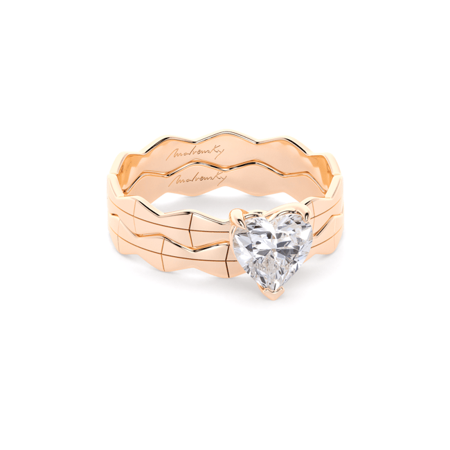 Inel de logodna Infinity Aur Roz 14 KT Heart Cut 1.00 CT LGD