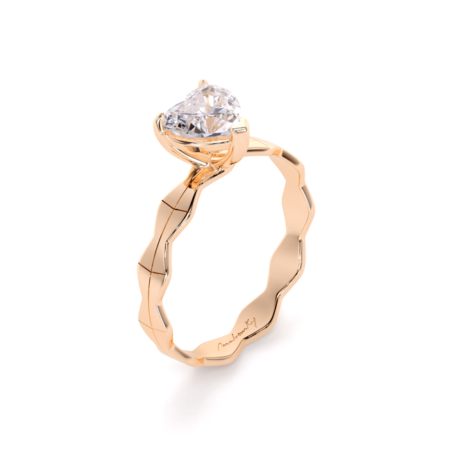 Inel de logodna Infinity Aur Roz 14 KT Heart Cut 1.00 CT LGD