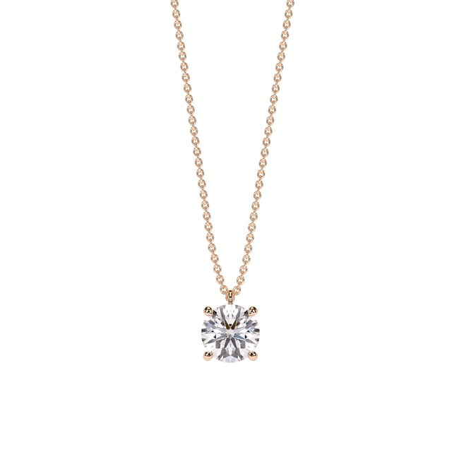 Lantisor Solitaire, cu diamant de laborator 2.00 CT, din aur roz 14 KT