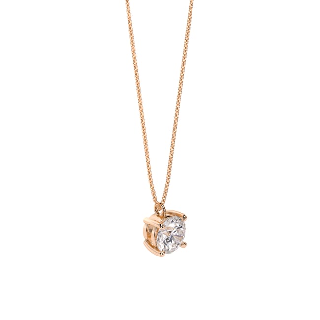 Lantisor Solitaire, cu diamant de laborator 2.00 CT, din aur roz 14 KT