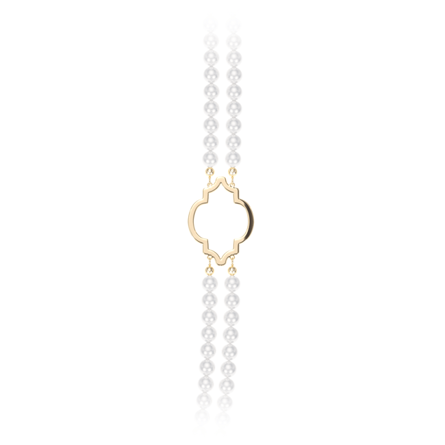 Colier dublu cu perle de 6 mm, din aur galben 14 KT, Amina