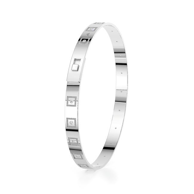 Bratara fixa din aur alb 14 KT, Queen Slim