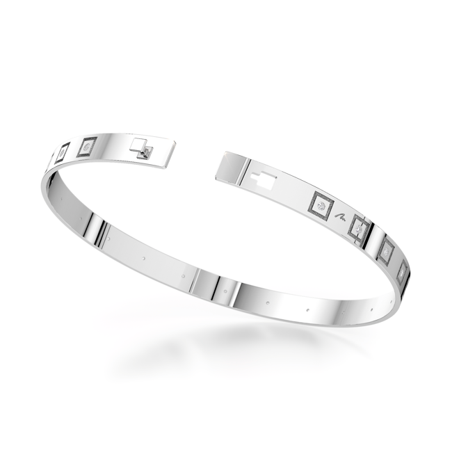 Bratara fixa din aur alb 14 KT, Queen Slim