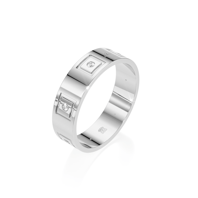 Inel Queen Slim, cu diamante albe, din aur alb 14 KT