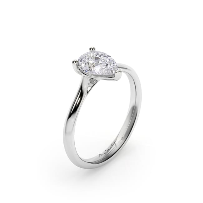 Inel de Logodna Classic Aur Alb 18 KT Pear Cut LGD 1.00 CT DVS1