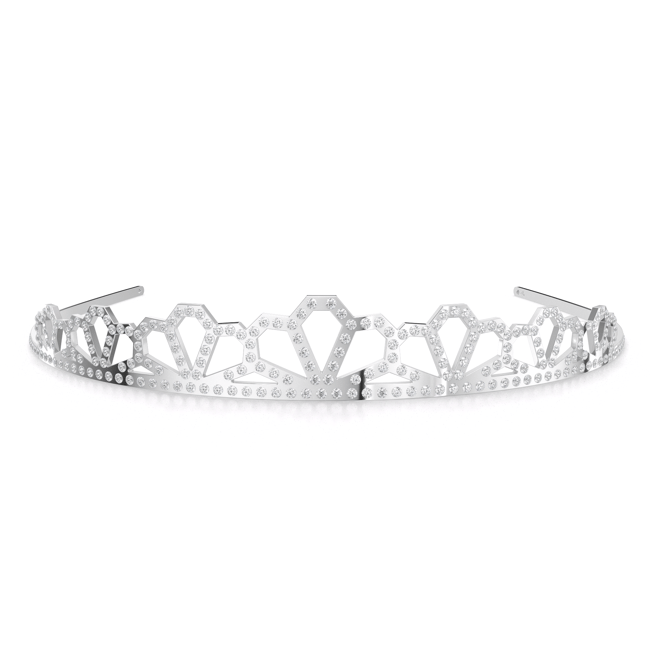 Tiara Grace Flower, din alama placata cu paladiu si cristale