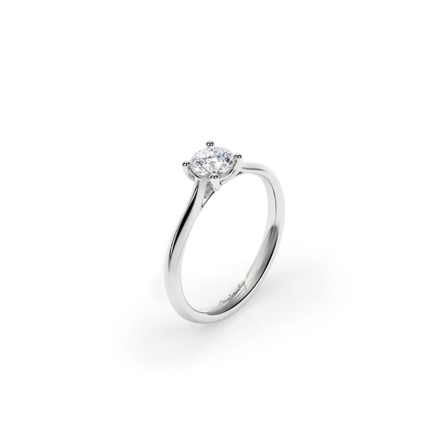 18 KT White Gold Classic Engagement Ring Round Cut LGD 0.50 CT DVS1