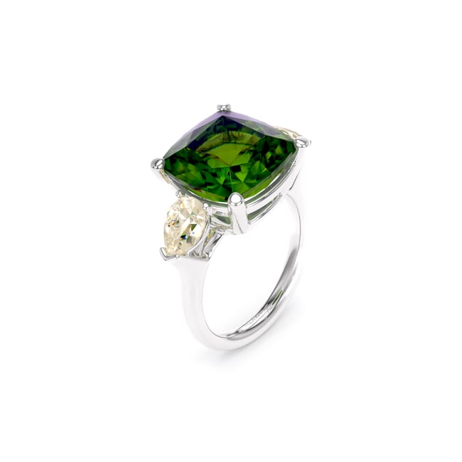 Inelul din aur alb cu Turmalina 11.39 CT si Diamante de laborator fancy yellow 1.14 CT, Saint-Tropez La Grande Bellezza