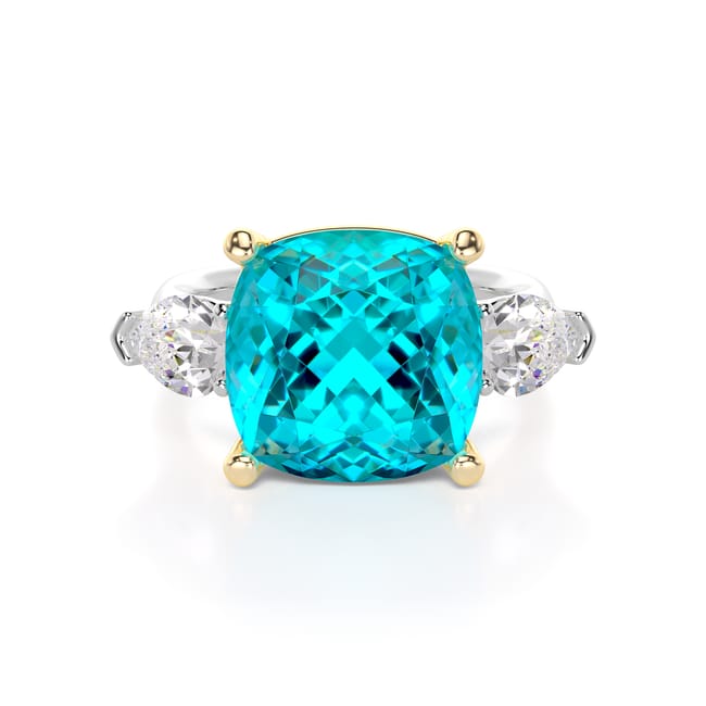 Inel din aur alb cu Topaz Albastru Deschis si Diamante de laborator, Capri La Grande Bellezza