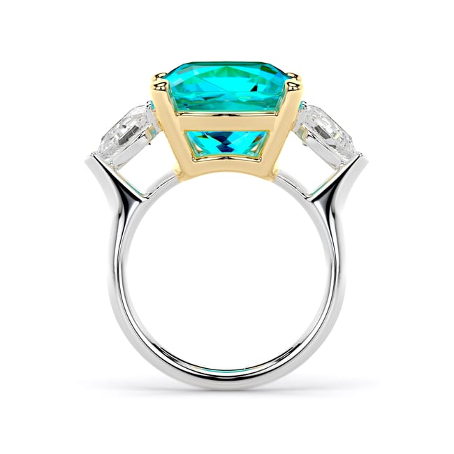 Inel din aur alb cu Topaz Albastru Deschis si Diamante de laborator, Capri La Grande Bellezza