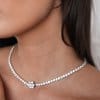 Colier Tennis, cu diamante de laborator 25.12 CT, din aur alb 18 KT