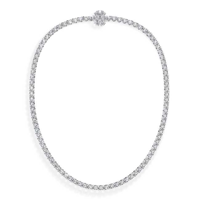 Colier Tennis, cu diamante de laborator 25.12 CT, din aur alb 18 KT