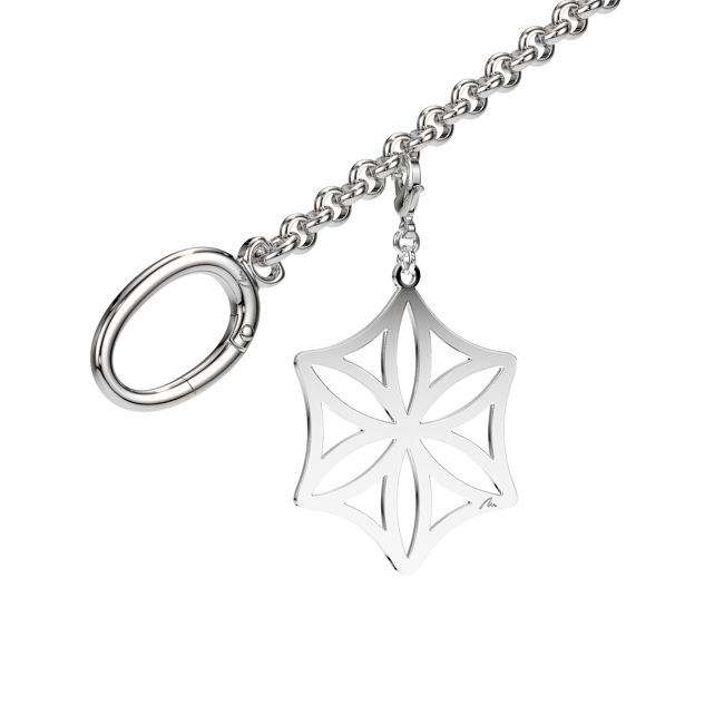 Palladium plated brass Rosette bag charm