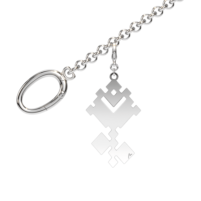 Charm pentru geanta Trandafir Traditional, din alama placata paladiu