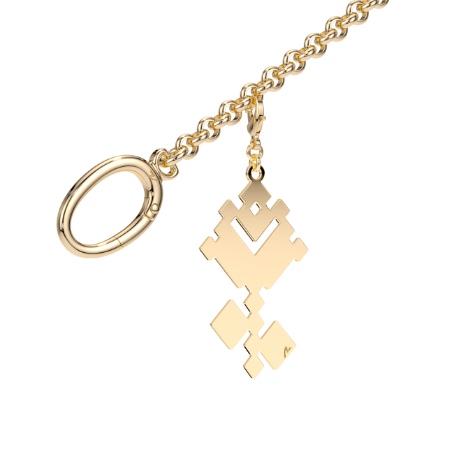 Charm pentru geanta Trandafir Traditional, din alama placata cu aur galben
