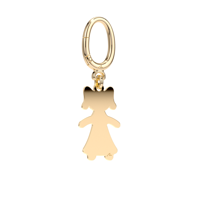 Yellow gold plated brass Girl keychain
