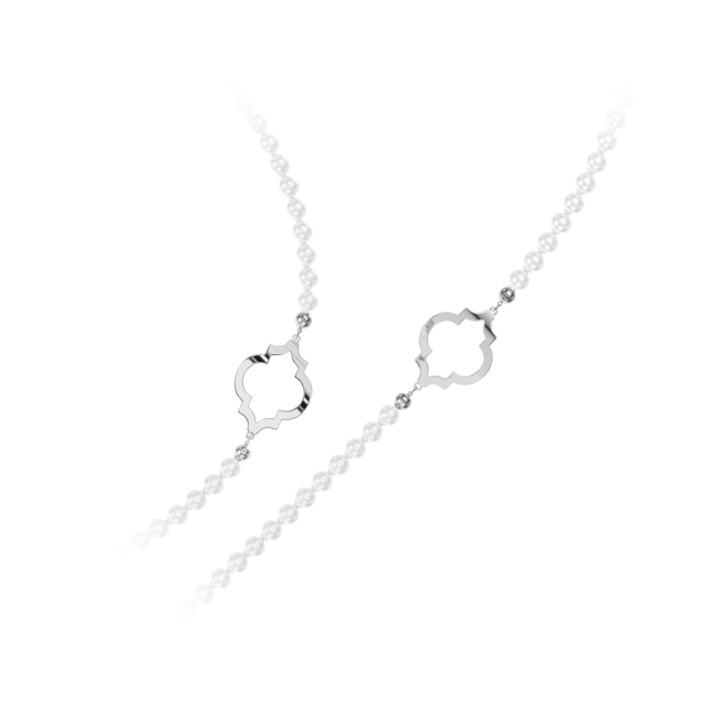 Colier cu perle de 6 mm, din aur alb 14 KT, Amina