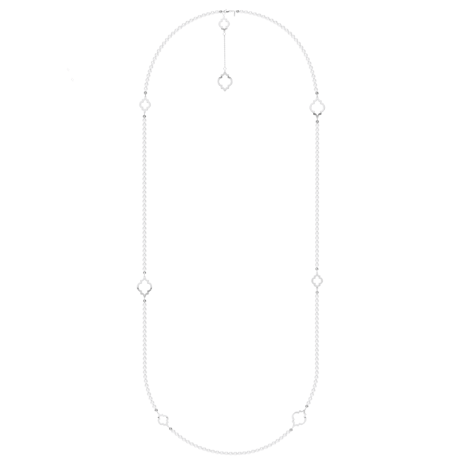 Colier cu perle de 6 mm, din aur alb 14 KT, Amina