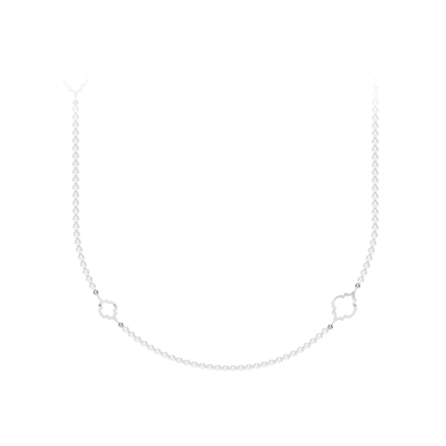 Colier cu perle de 6 mm, din aur alb 14 KT, Amina