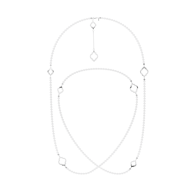 Colier cu perle de 6 mm, din aur alb 14 KT, Amina