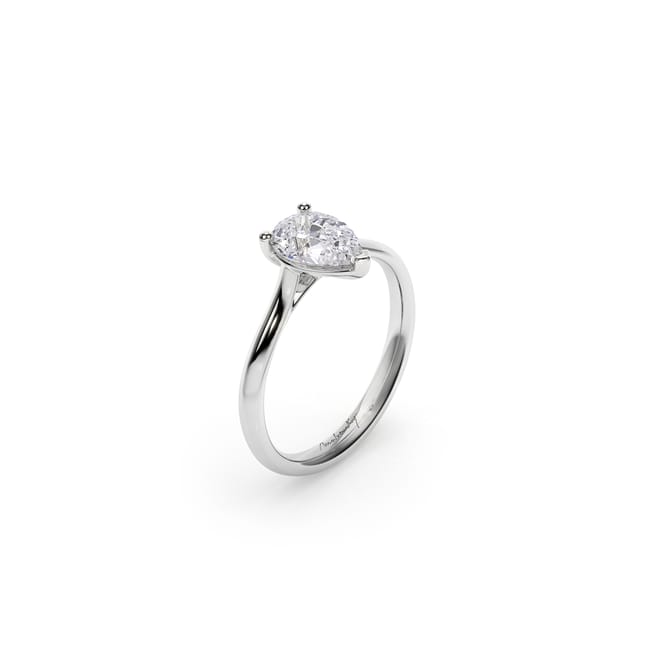 18 KT White Gold Classic Engagement Ring Pear Cut LGD 1.22 CT FVS1