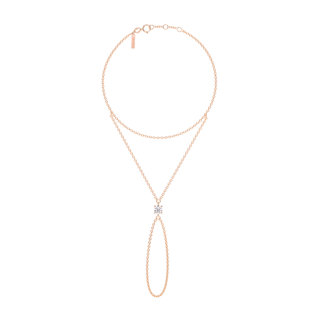 Bratara cu inel, diamant de laborator 0.50 CT, aur roz 14 KT, Solitaire