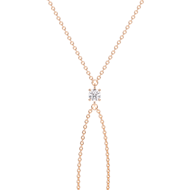 Bratara cu inel, diamant de laborator 0.50 CT, aur roz 14 KT, Solitaire