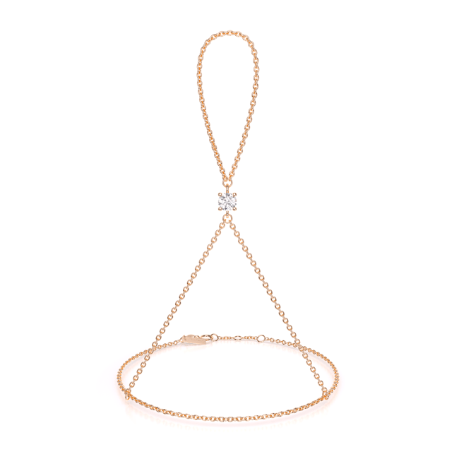 Bratara cu inel, diamant de laborator 0.50 CT, aur roz 14 KT, Solitaire
