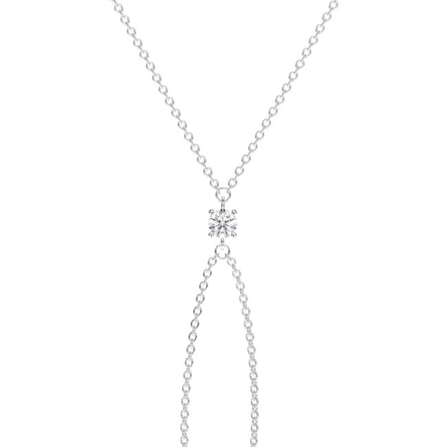 Bratara cu inel, diamant de laborator 0.50 CT, aur alb 14 KT, Solitaire