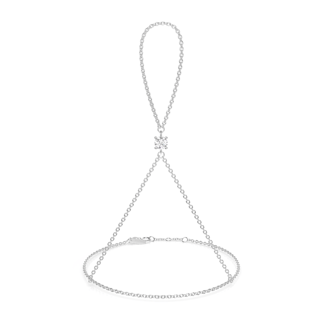 Bratara cu inel, diamant de laborator 0.50 CT, aur alb 14 KT, Solitaire