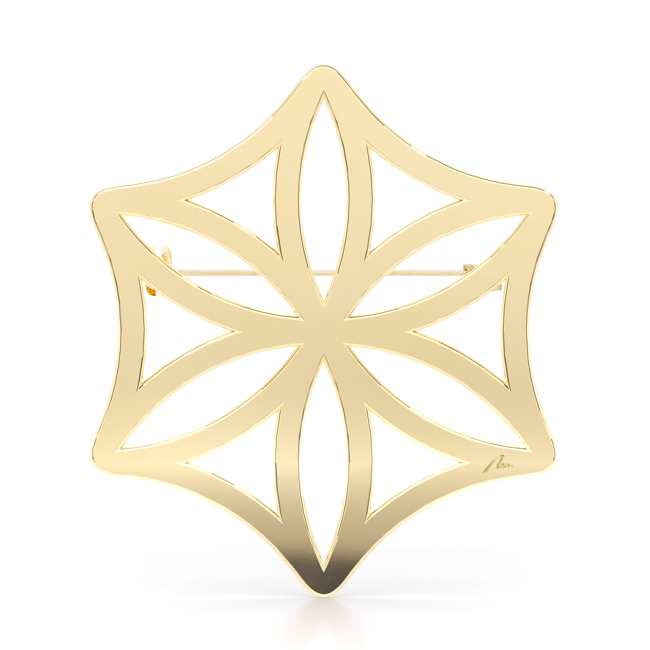 Yellow gold plated brass Traditional Rosette Martisor brooch